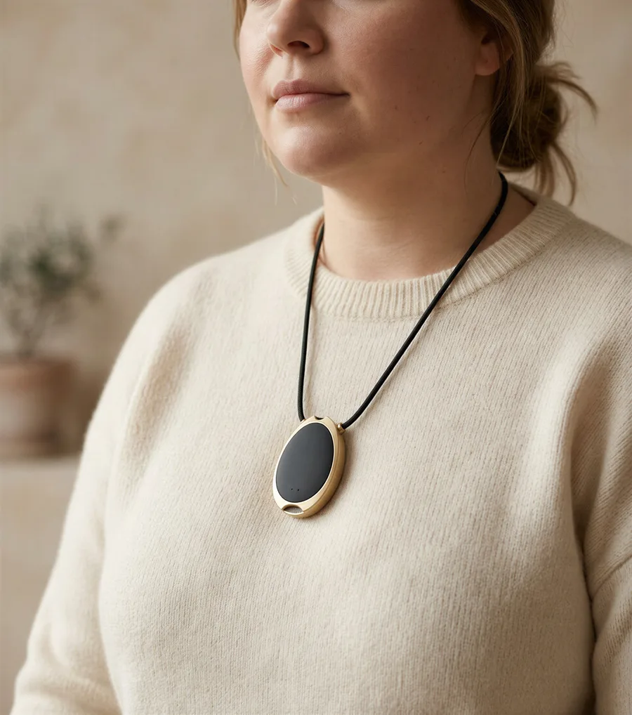 Breathome device worn as necklace